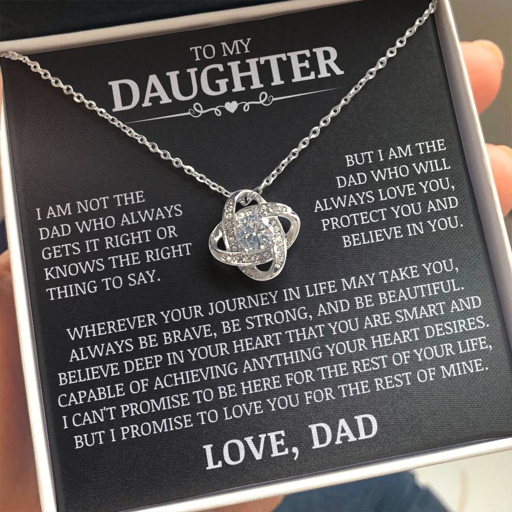 To My Daughter "Love You, Protect You and Believe In You" Love Knot Necklace