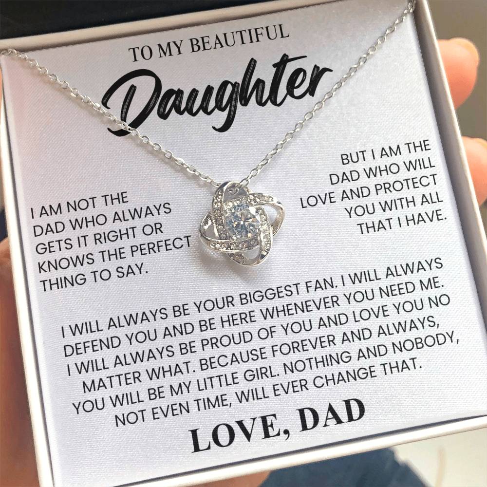To My Beautiful Daughter "Love and Protect You" Love Knot Necklace