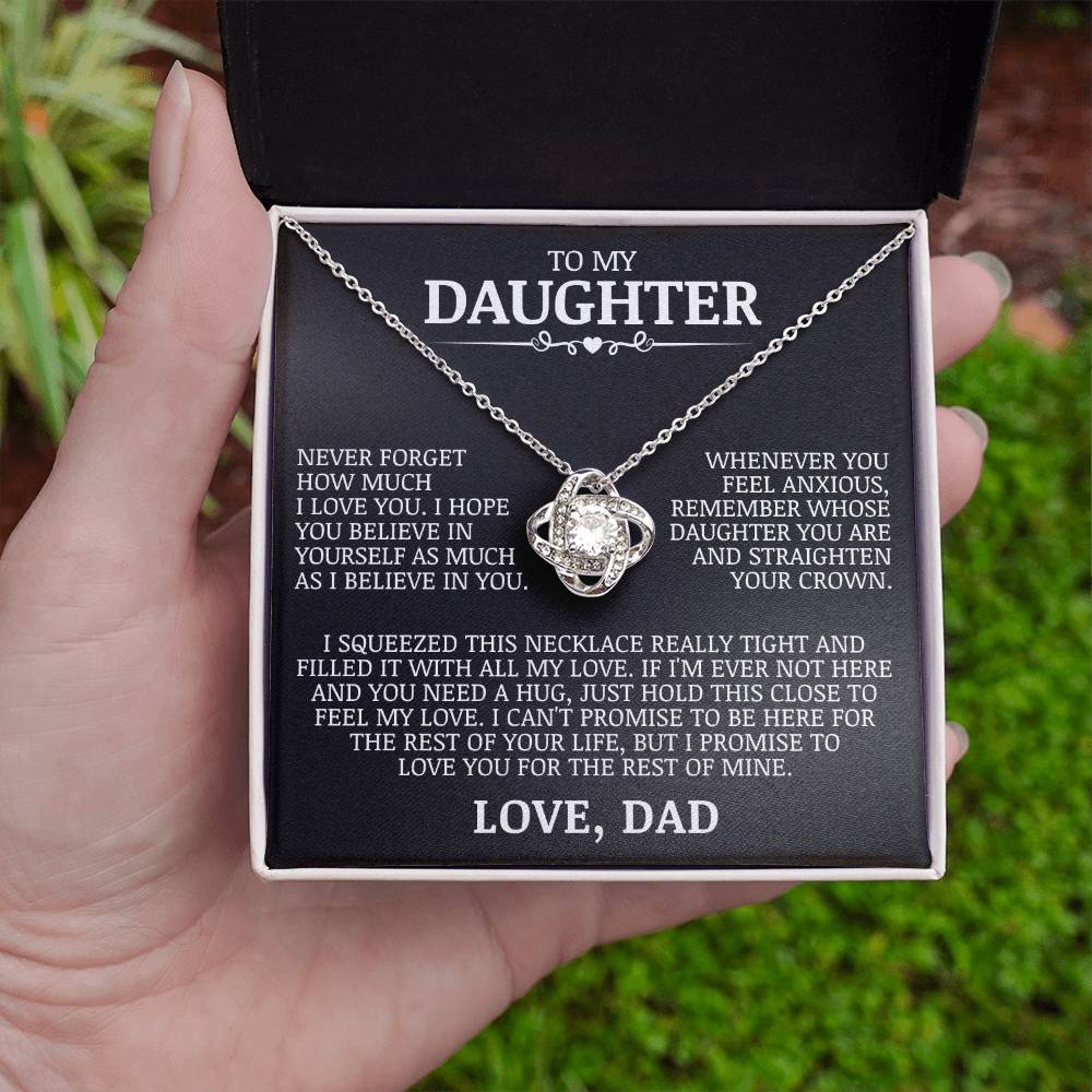 To My Daughter "Straighten Your Crown" Love Knot Necklace