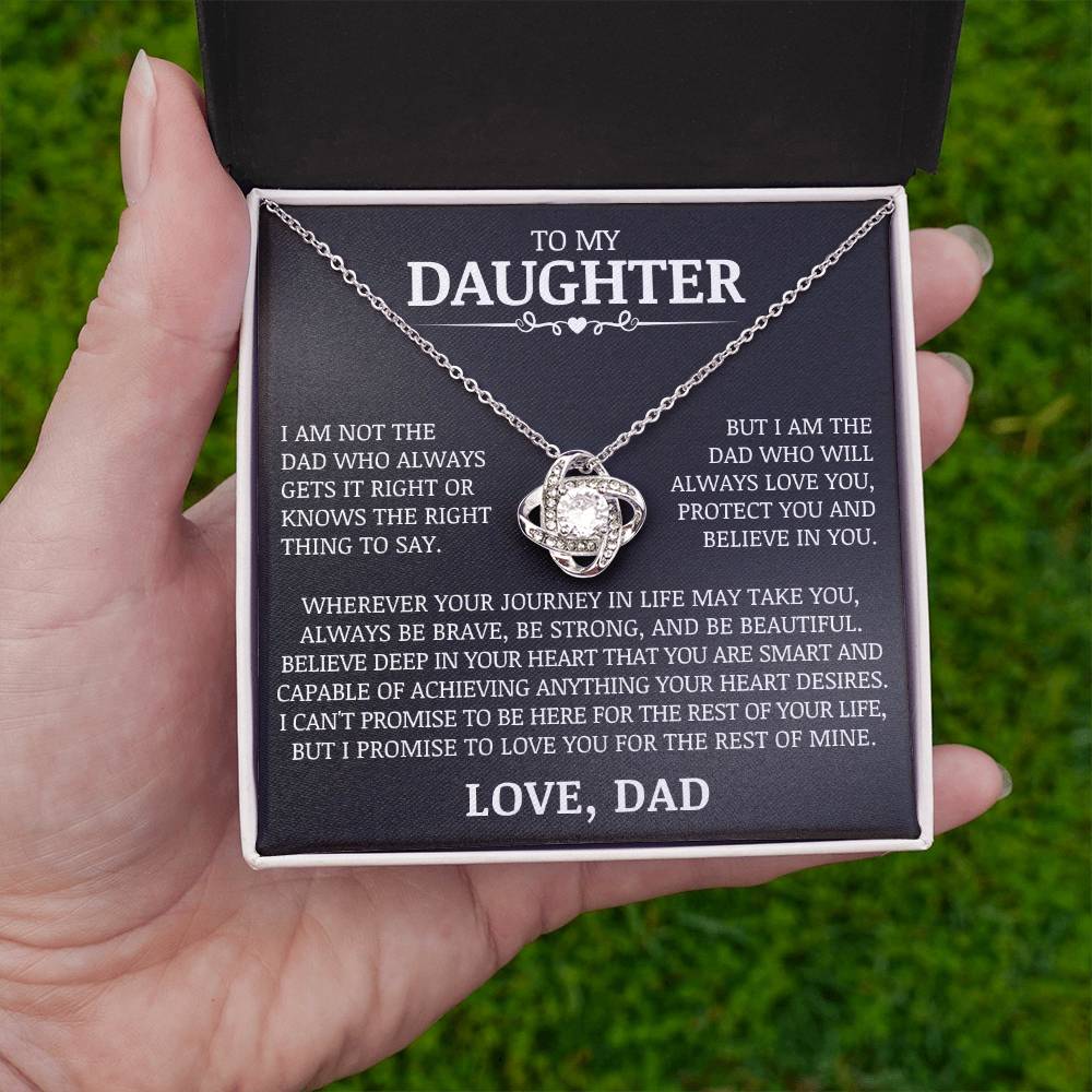 To My Daughter "Love You, Protect You and Believe In You" Love Knot Necklace