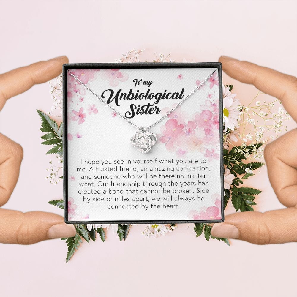 To My Unbiological Sister, Love Knot Necklace