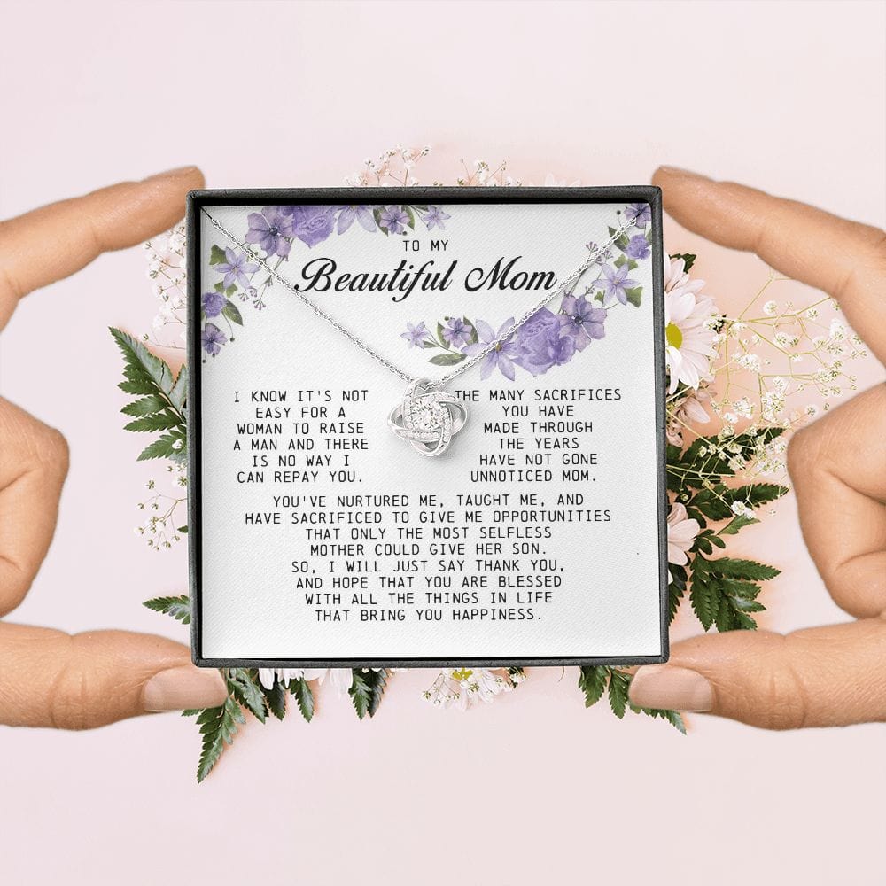 To My Beautiful Mom, Love Knot Necklace