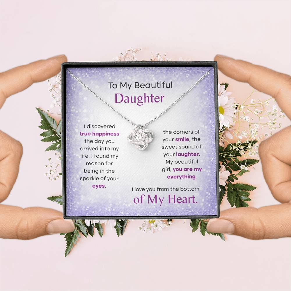 To My Beautiful Daughter, Love Knot Necklace, Gift From Mom