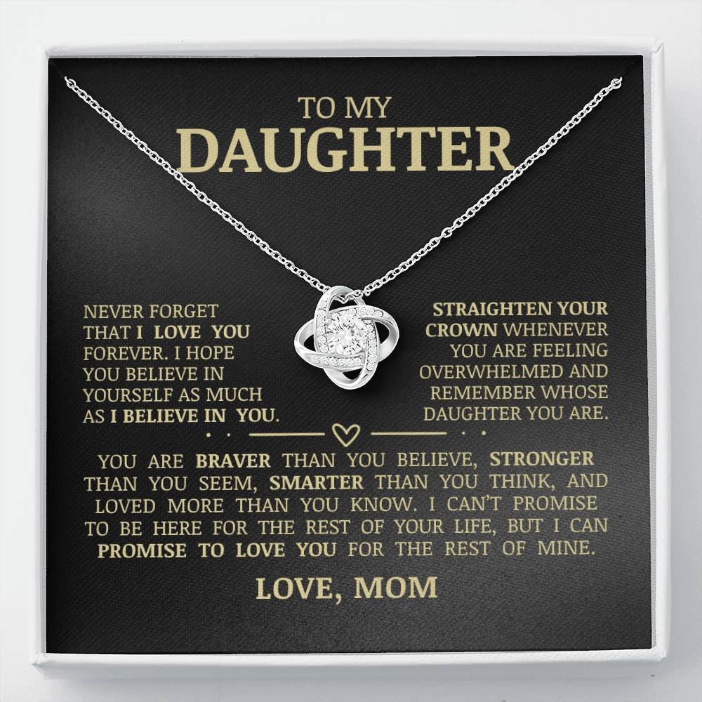To My Daughter "Believe In Yourself" Love Knot Necklace