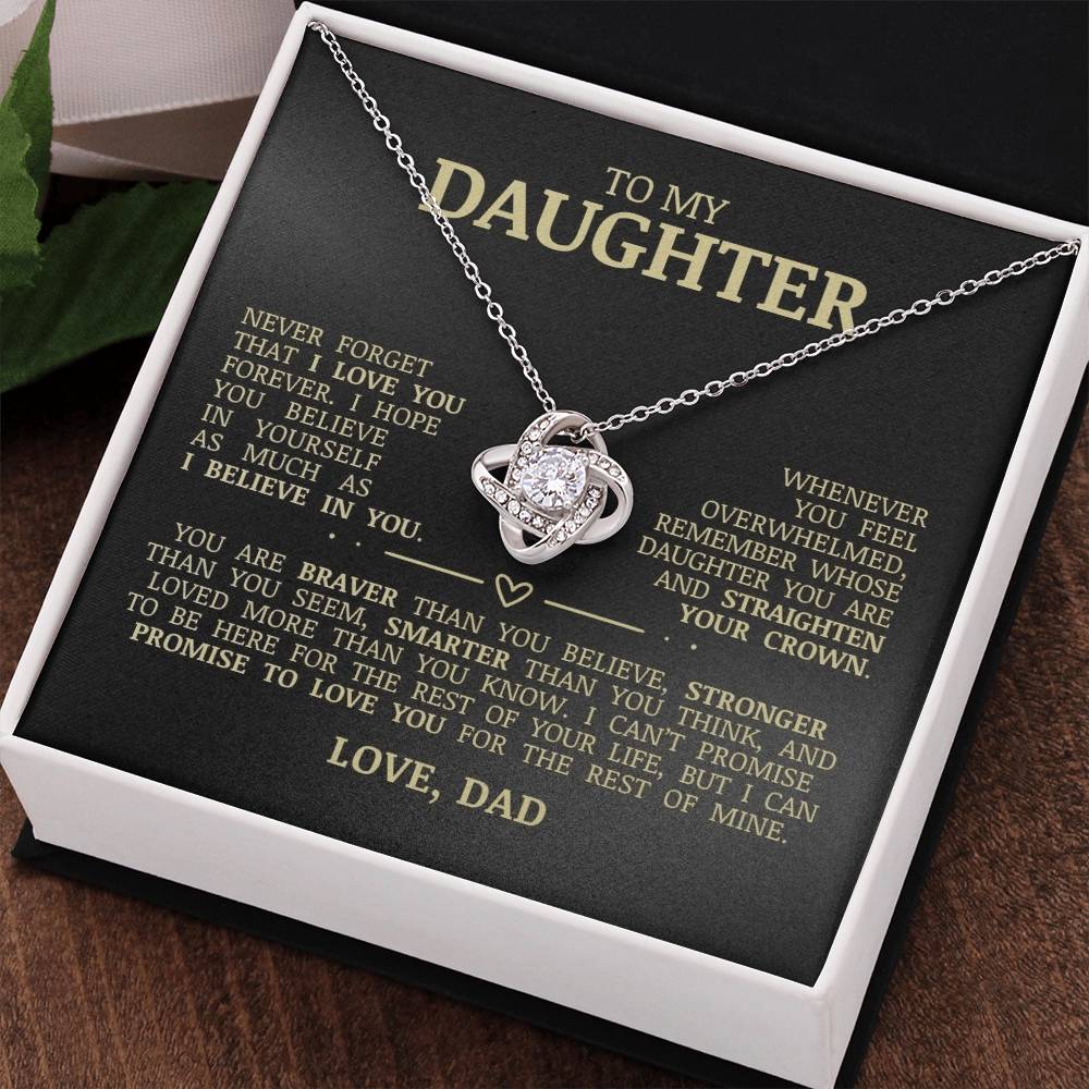 To My Daughter, Straighten Your Crown, Love Knot Necklace