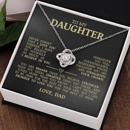 To My Daughter, Straighten Your Crown, Love Knot Necklace