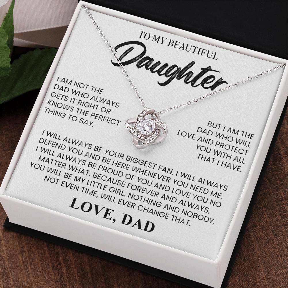 To My Beautiful Daughter "Love and Protect You" Love Knot Necklace