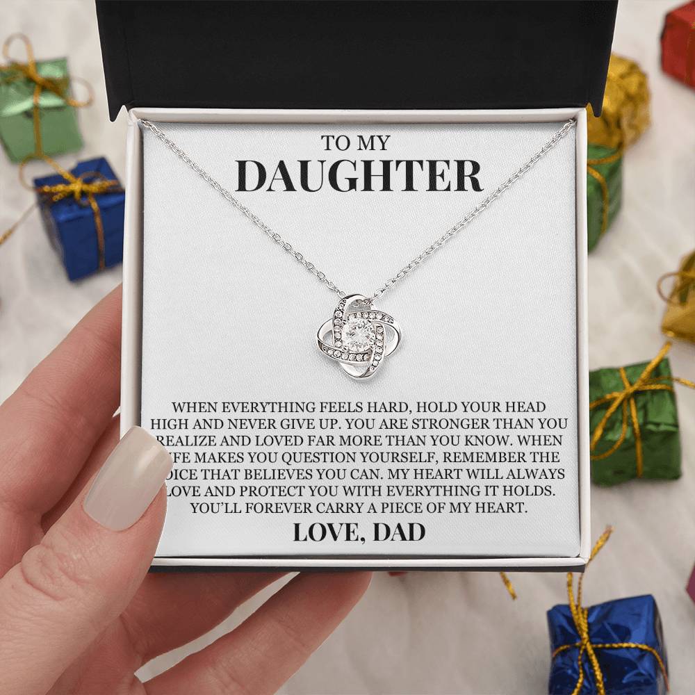 To My Daughter "Hold Your Head High" Love Knot Necklace