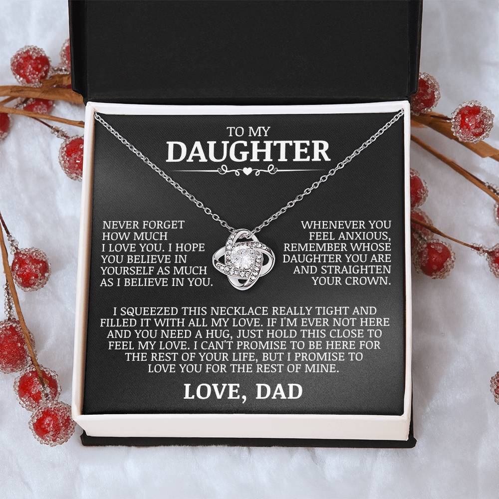To My Daughter "Straighten Your Crown" Love Knot Necklace