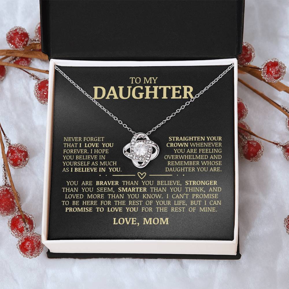 To My Daughter "Believe In Yourself" Love Knot Necklace