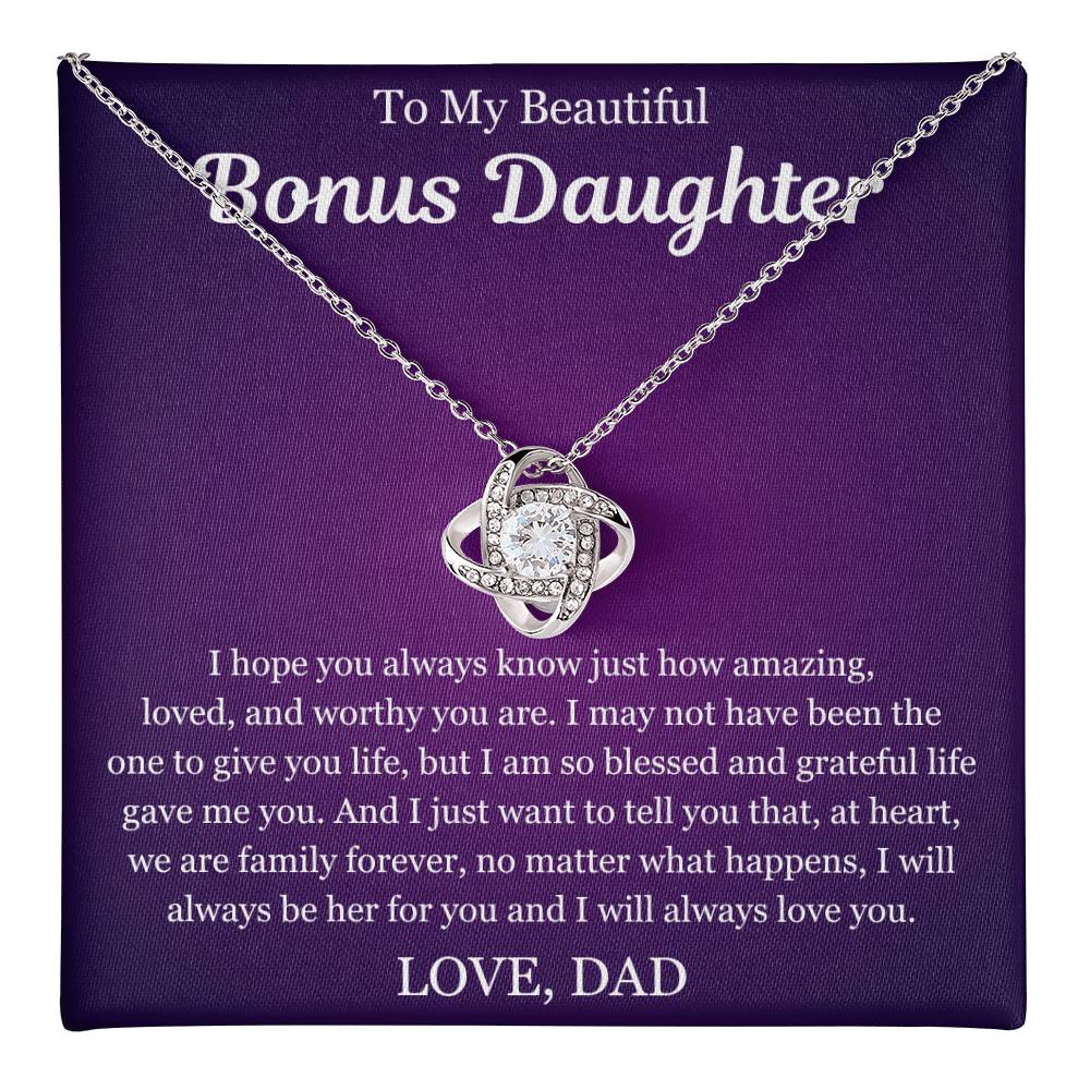 To My Beautiful Bonus Daughter - Love Knot Necklace