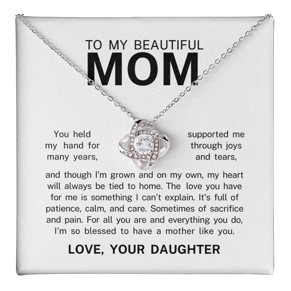 To My Beautiful Mom, Love Knot Necklace