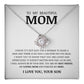 To My Beautiful Mom, Love Knot Necklace