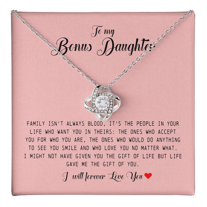To My Bonus Daughter, Love Knot Necklace