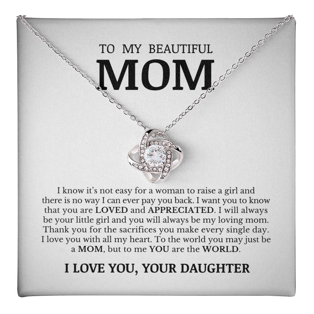 To My Beautiful Mom, Love Knot Necklace