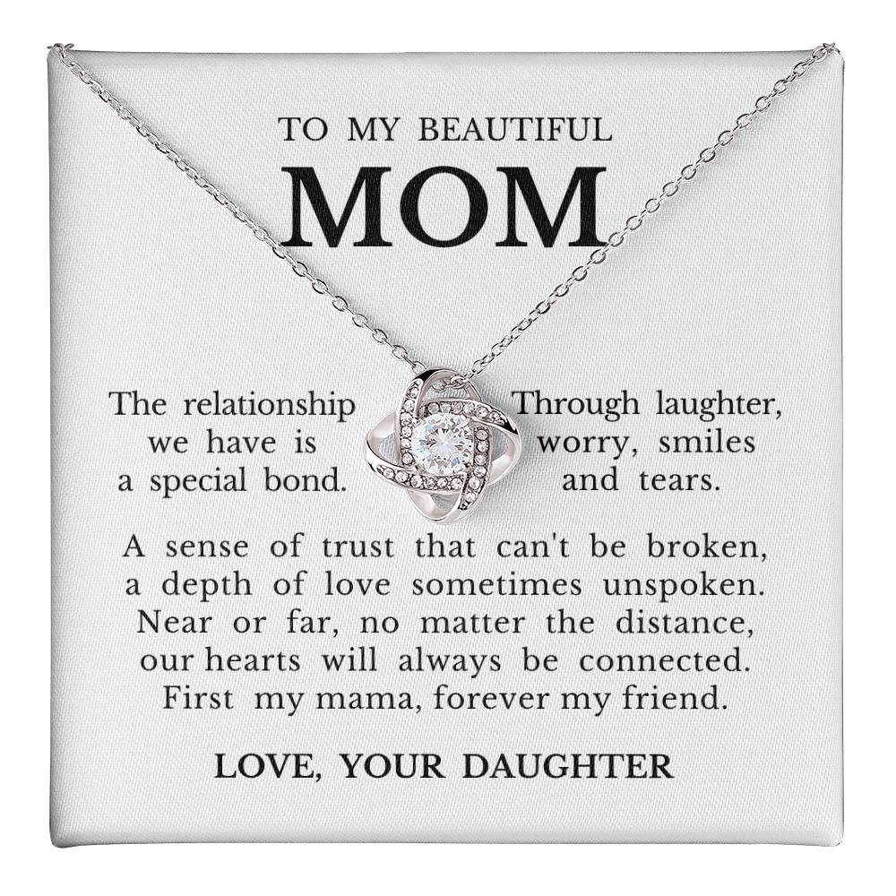 To My Beautiful Mom "Forever My Friend" Love Knot Necklace