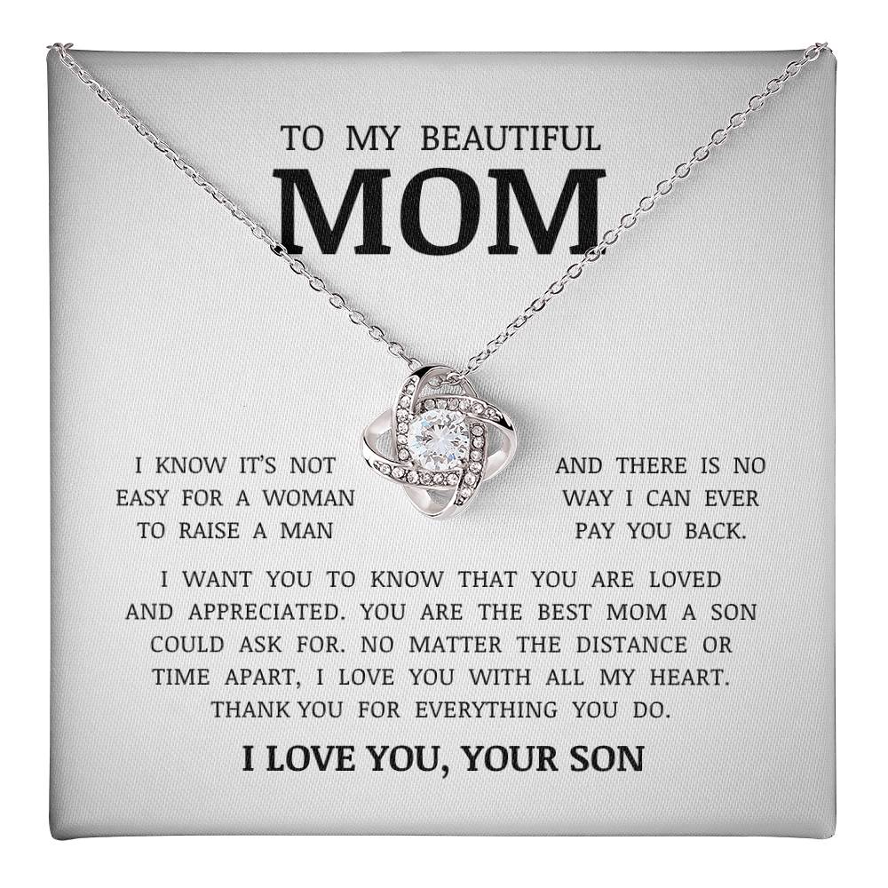 To My Beautiful Mom, Love Knot Necklace