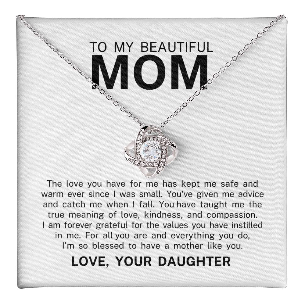 To My Beautiful Mom, Love Knot Necklace