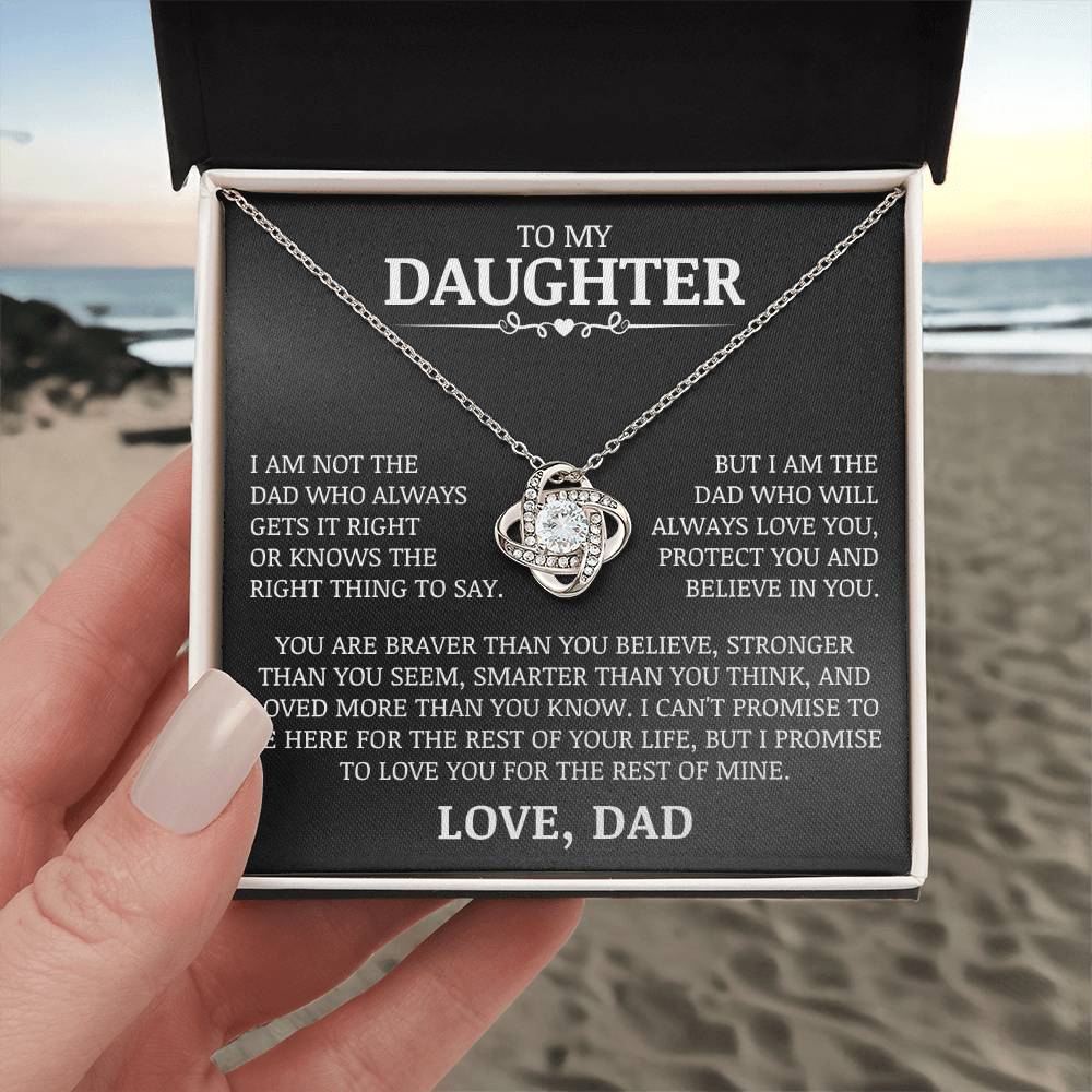 To My Daughter "Love You, Protect You, and Believe In You" Love Knot Necklace