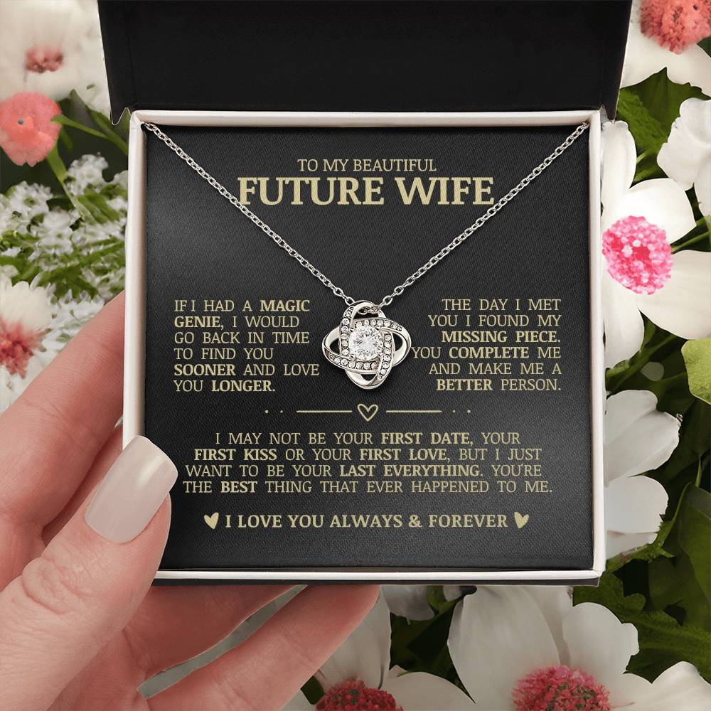 To My Beautiful Future Wife "I Love You Always & Forever" Love Knot Necklace