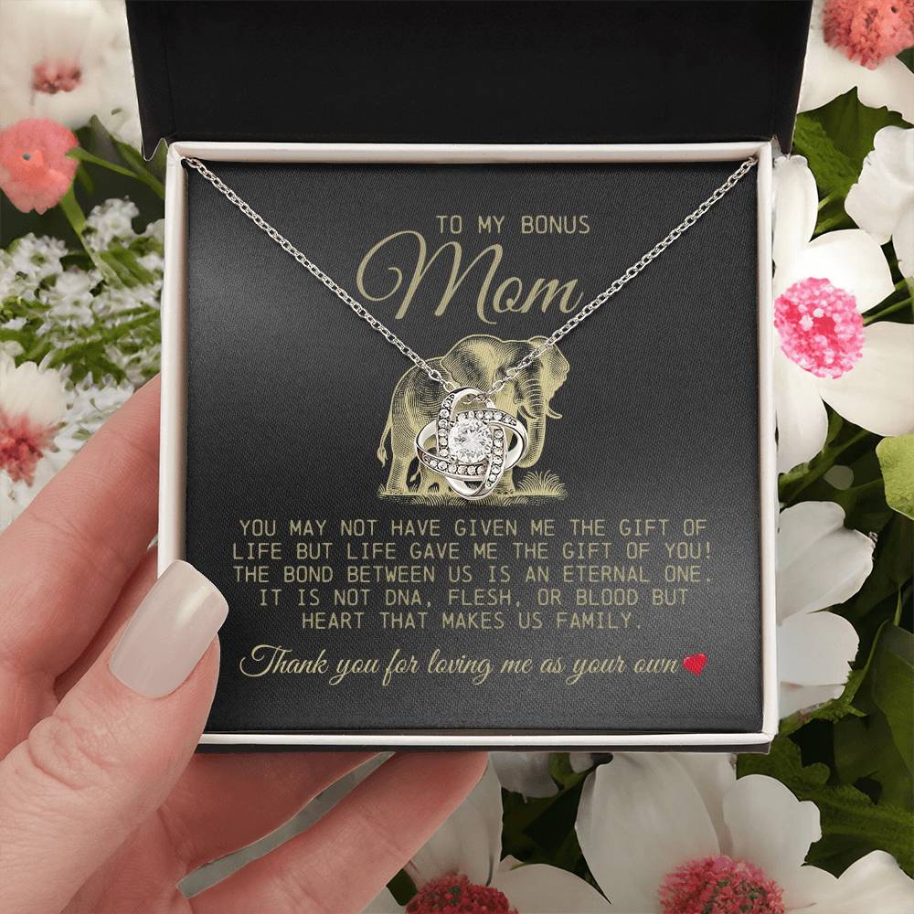 To My Bonus Mom "Thank You For Loving Me As Your Own" Love Knot Necklace