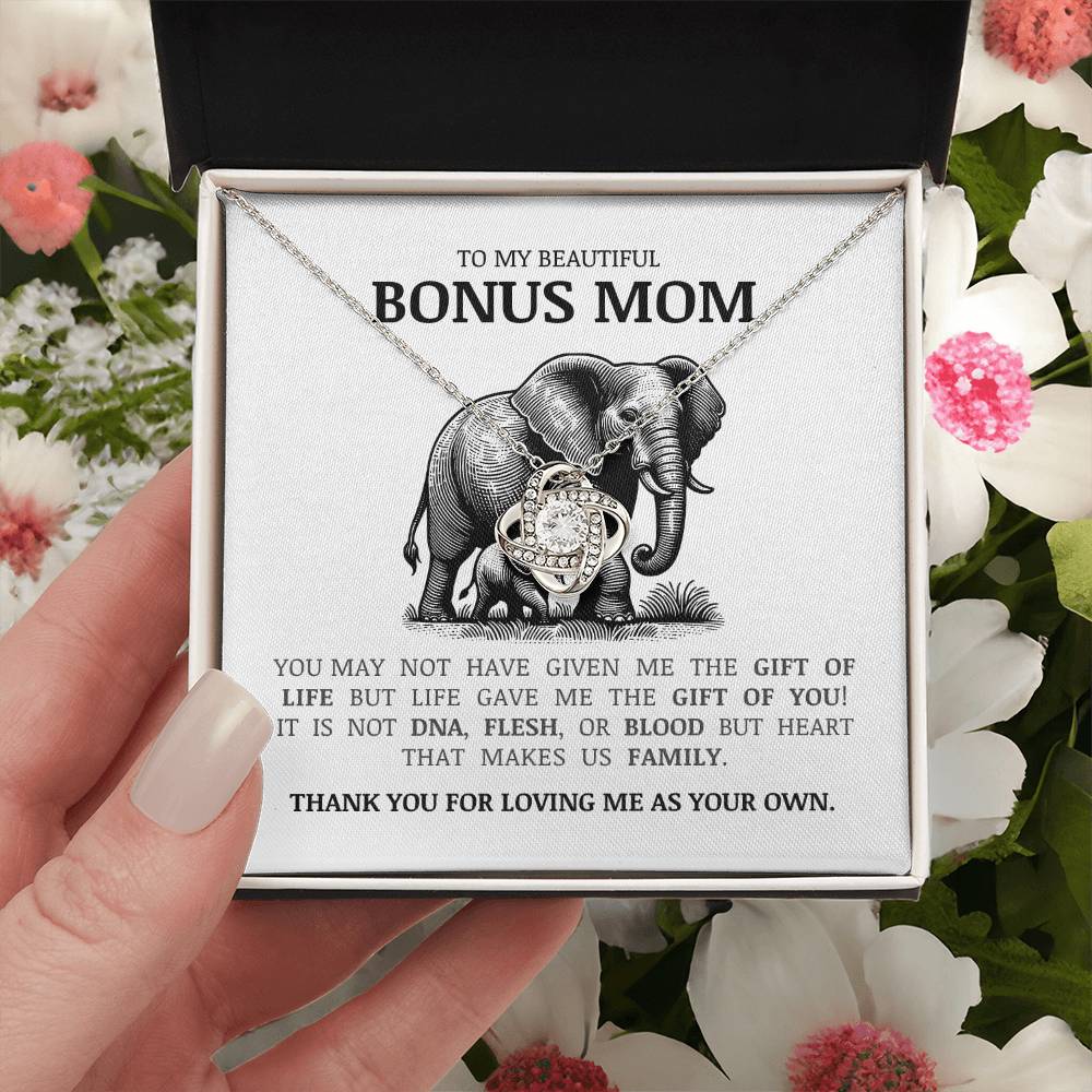 To My Bonus Mom "Thank You For Loving Me As Your Own" Love Knot Necklace