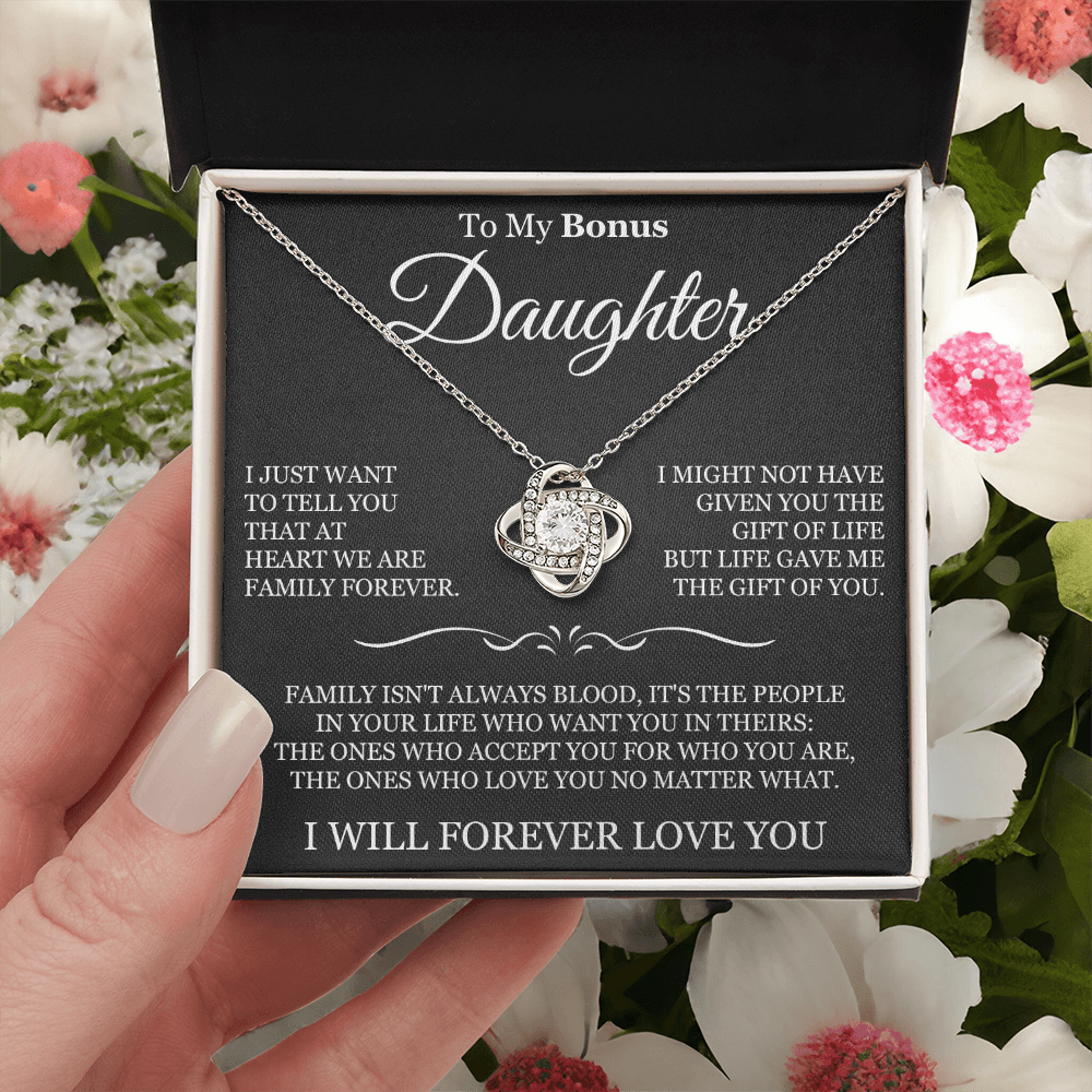 To My Bonus Daughter - Love Knot Necklace