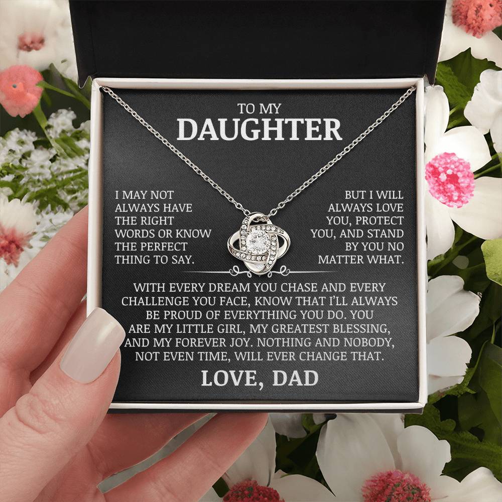 To My Daughter "I Will Always Love You" Love Knot Necklace