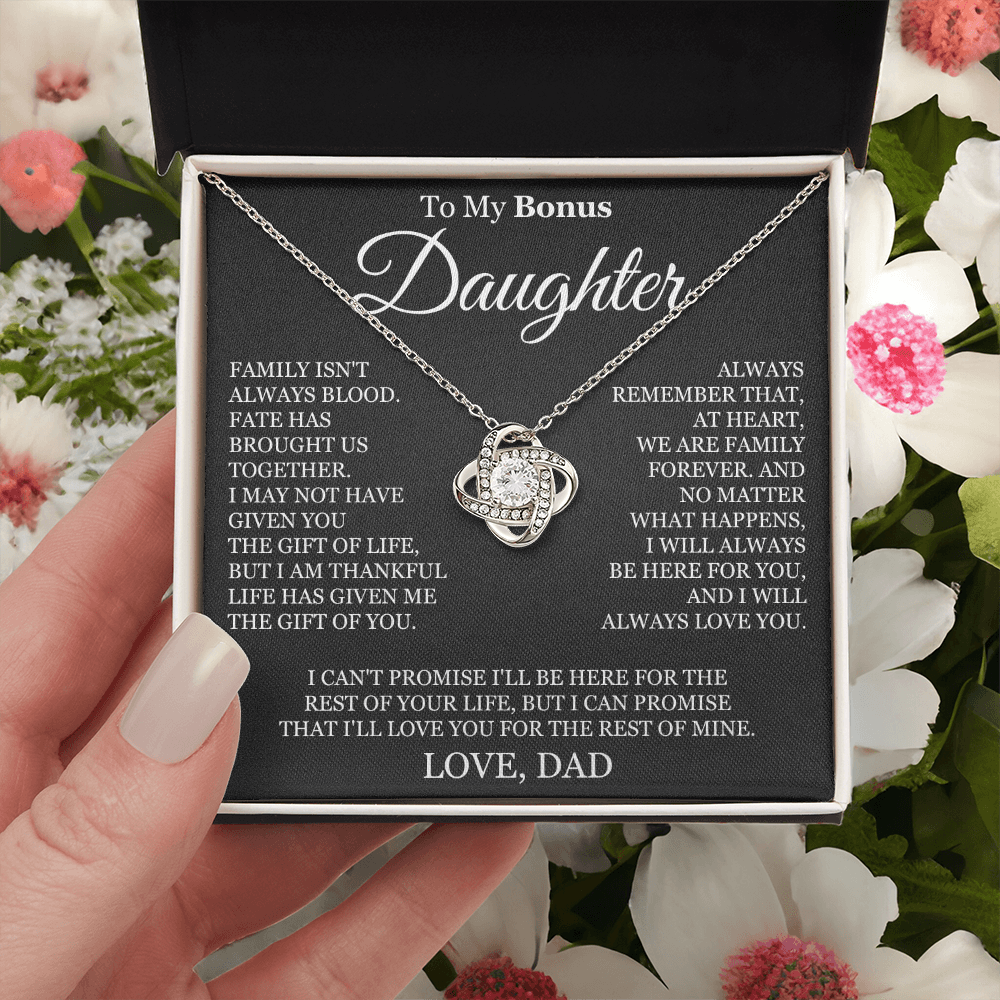 To My Bonus Daughter - Love Knot Necklace