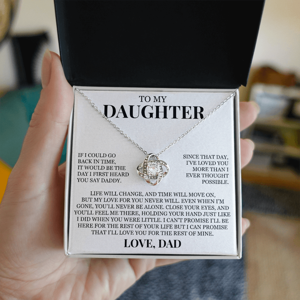 To My Daughter "Even When I'm Gone, You'll Never Be Alone" Love Knot Necklace