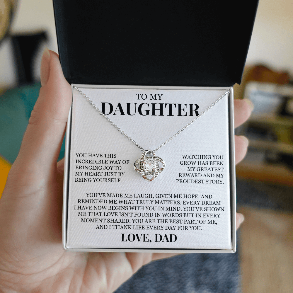 To My Daughter "I Thank Life Every Day For You" Love Knot Necklace