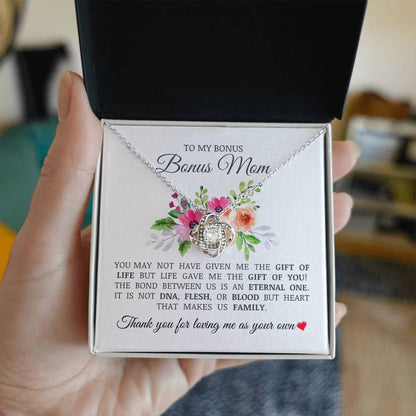 To My Bonus Mom "Thank You For Loving Me As Your Own" Love Knot Necklace