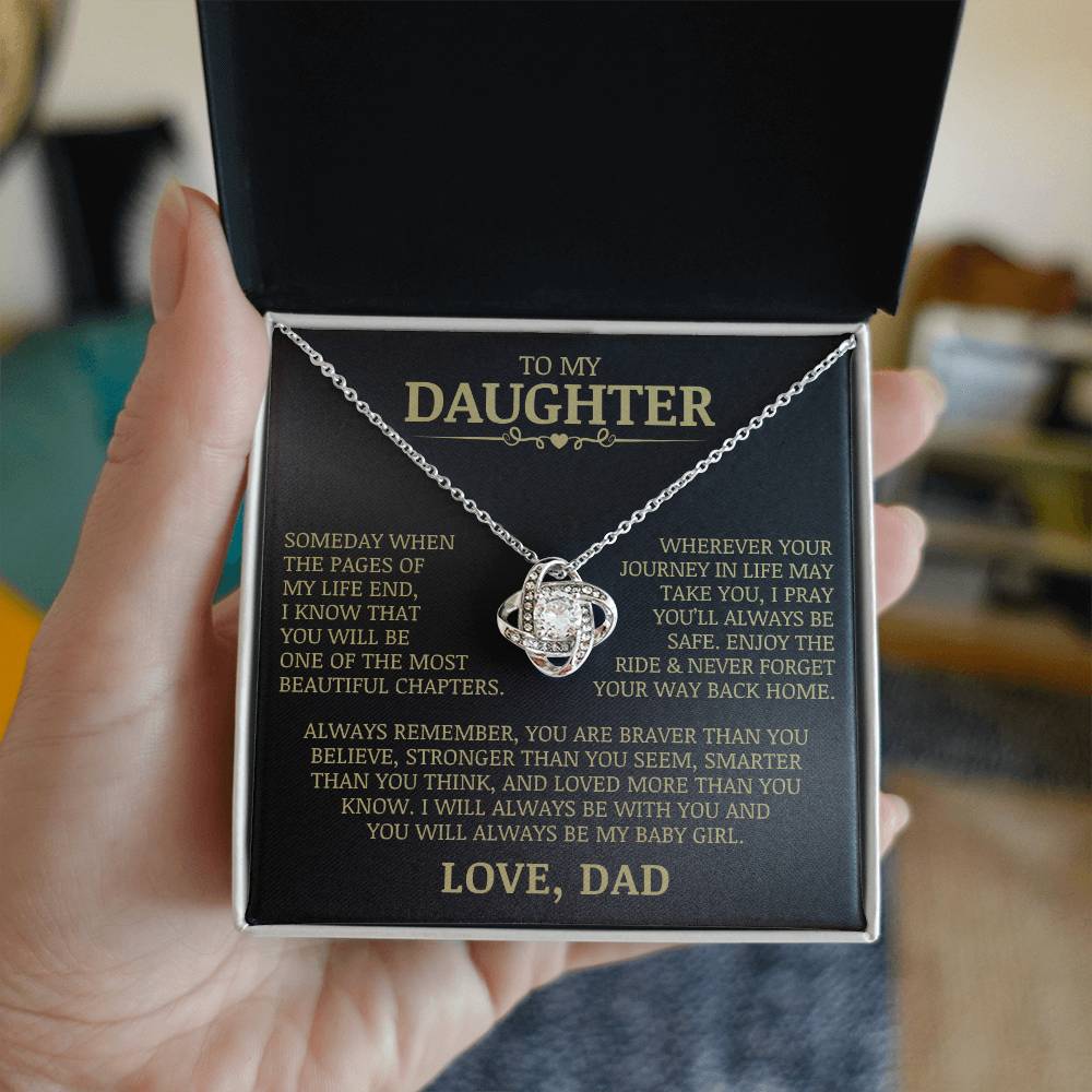 To My Daughter "Never Forget Your Way Back Home" Love Knot Necklace