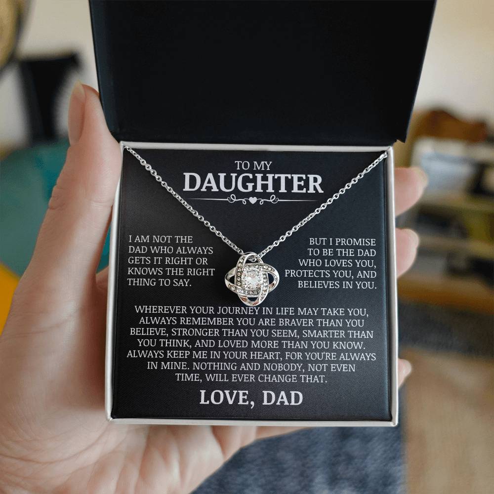 To My Daughter "Always Keep Me In Your Heart" Love Knot Necklace