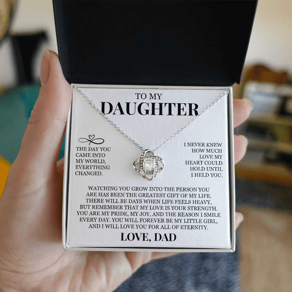 To My Daughter "Forever My Little Girl" Love Knot Necklace