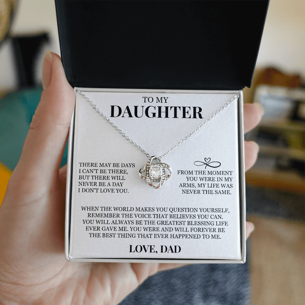 To My Daughter "There Will Never Be a Day I Don't Love You" Love Knot Necklace
