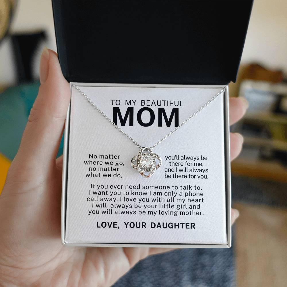 To My Beautiful Mom, Love Knot Necklace