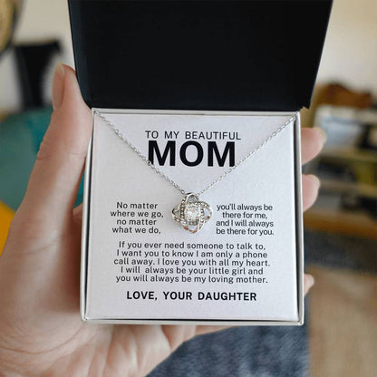 To My Beautiful Mom, Love Knot Necklace