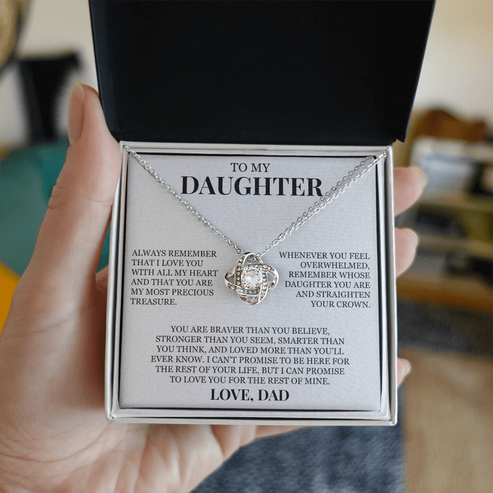 To My Daughter "Always Remember That I Love You" Love Knot Necklace