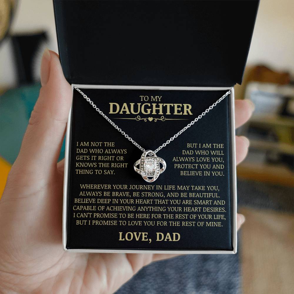 To My Daughter "Always Love You, Protect You, and Believe In You" Love Knot Necklace