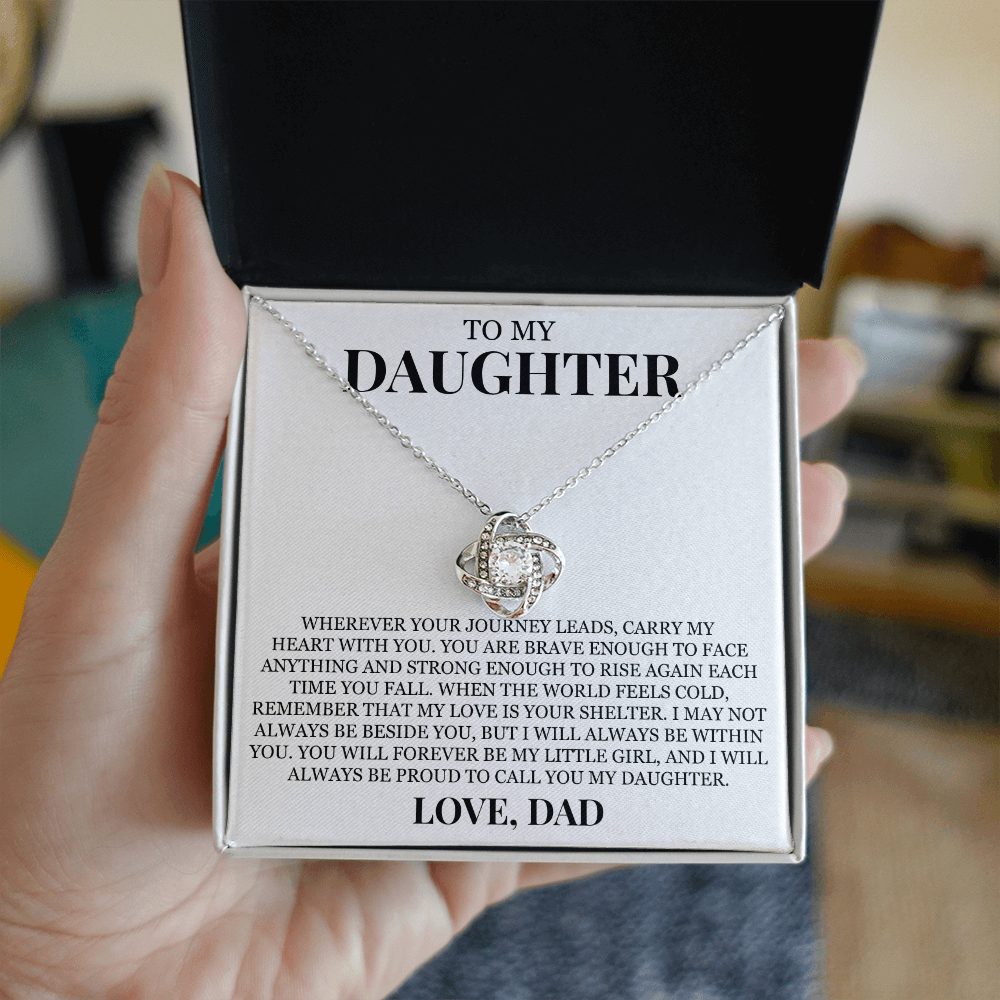 To My Daughter "Carry My Heart With You" Love Knot Necklace