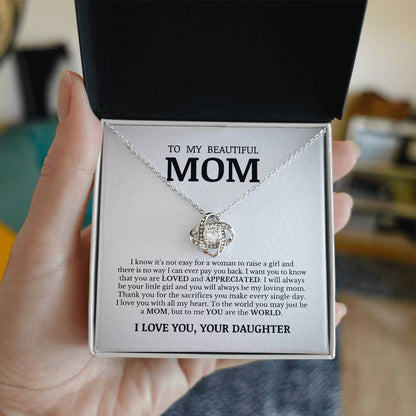 To My Beautiful Mom, Love Knot Necklace