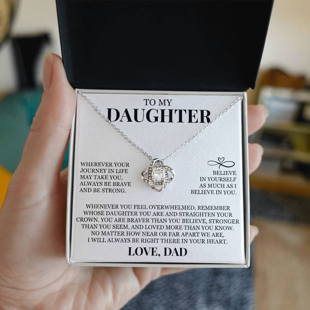 To My Daughter "I Believe In You" Love Knot Necklace