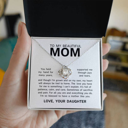 To My Beautiful Mom, Love Knot Necklace