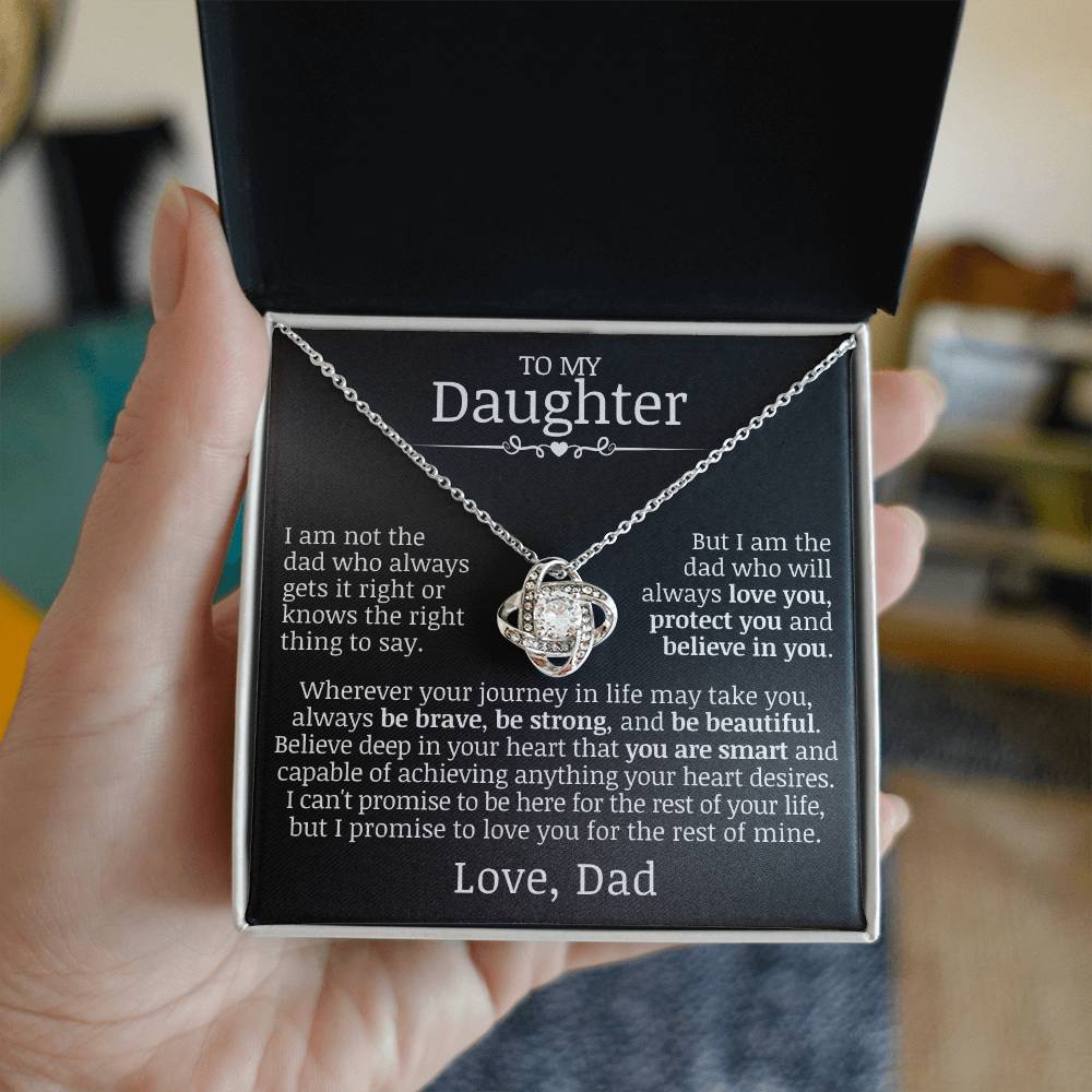 To My Daughter "Love You, Protect You, Believe In You" Love Knot Necklace
