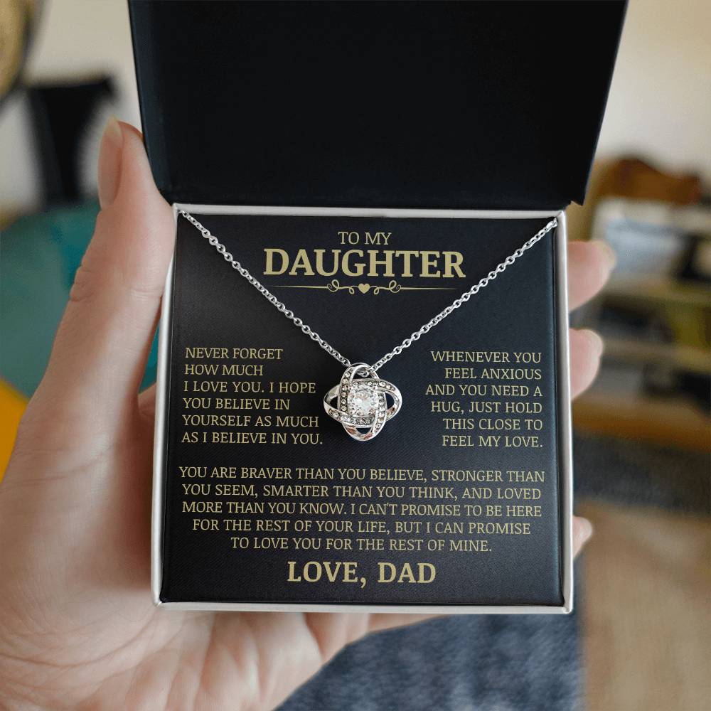 To My Daughter "Never Forget How Much I Love You" Love Knot Necklace