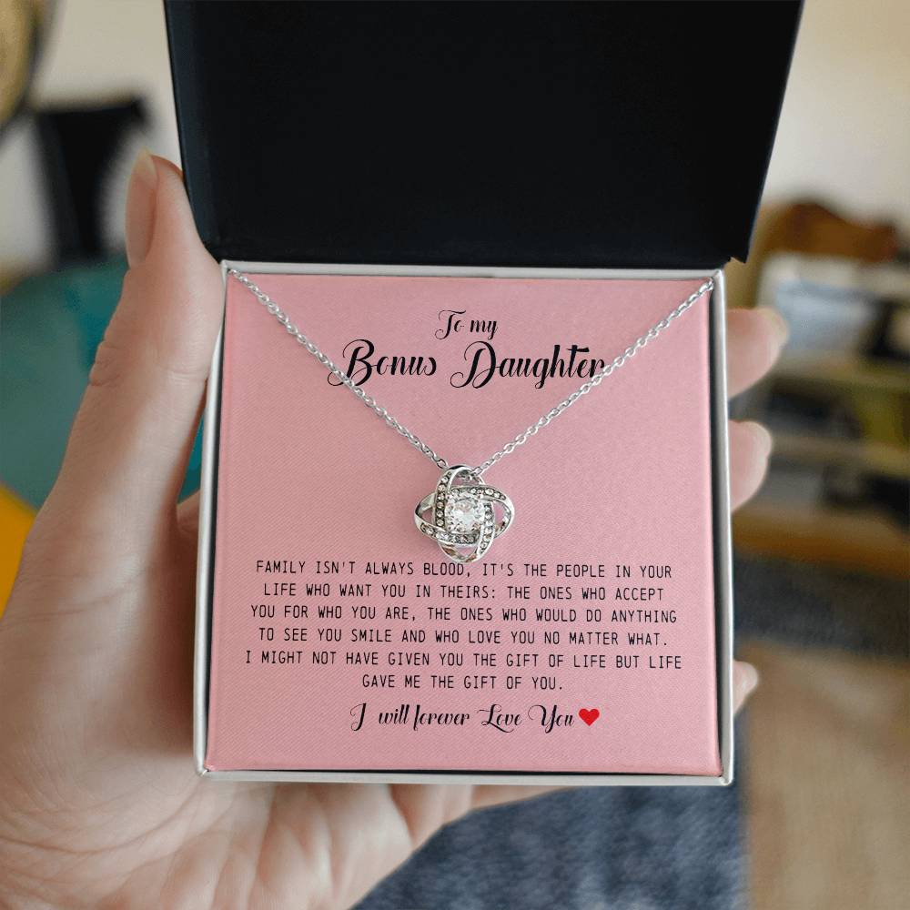 To My Bonus Daughter, Love Knot Necklace