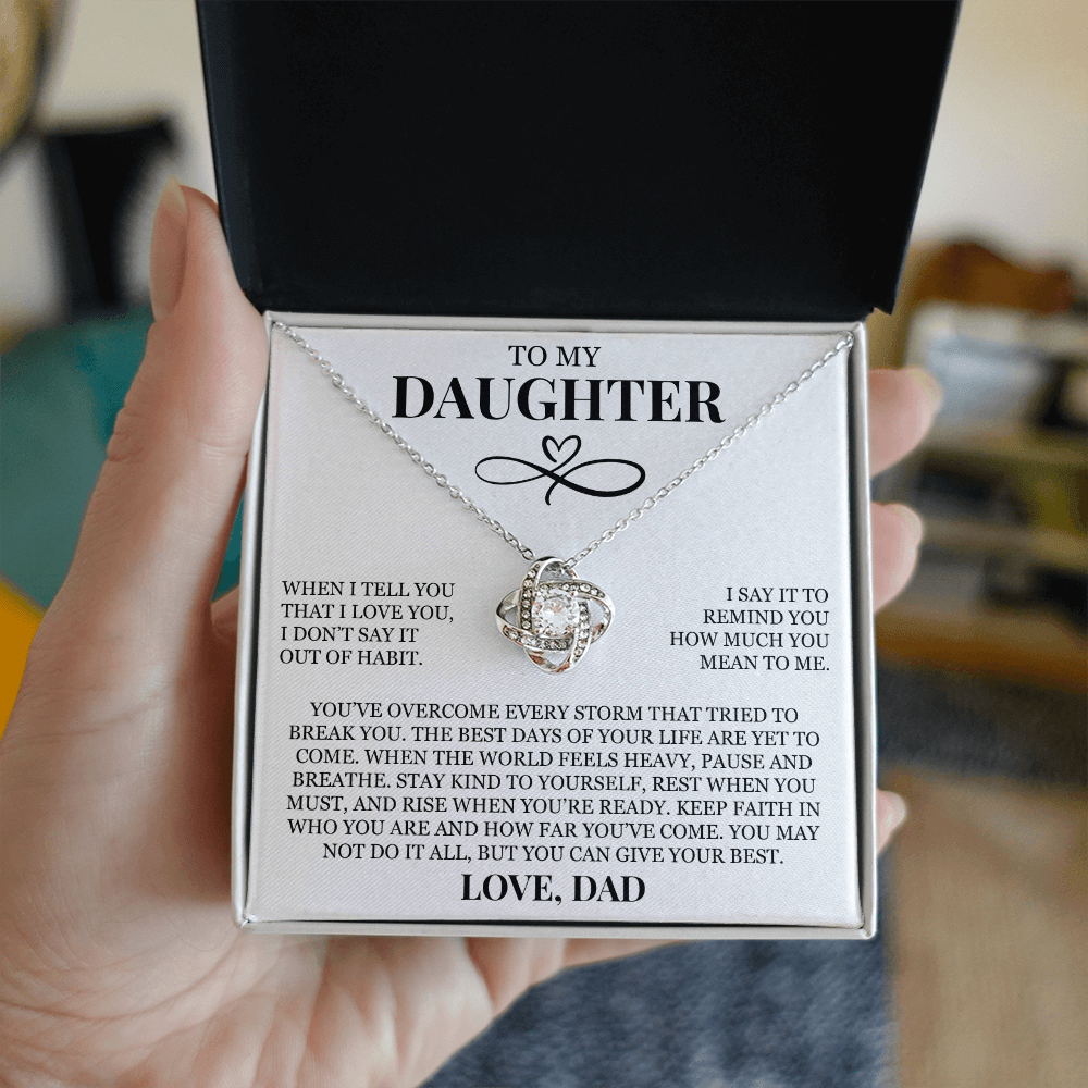 To My Daughter "I Love You" Love Knot Necklace