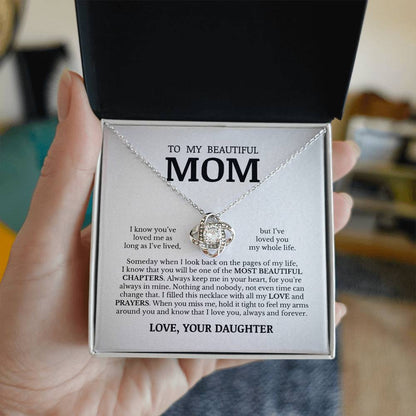 To My Beautiful Mom, Love Knot Necklace