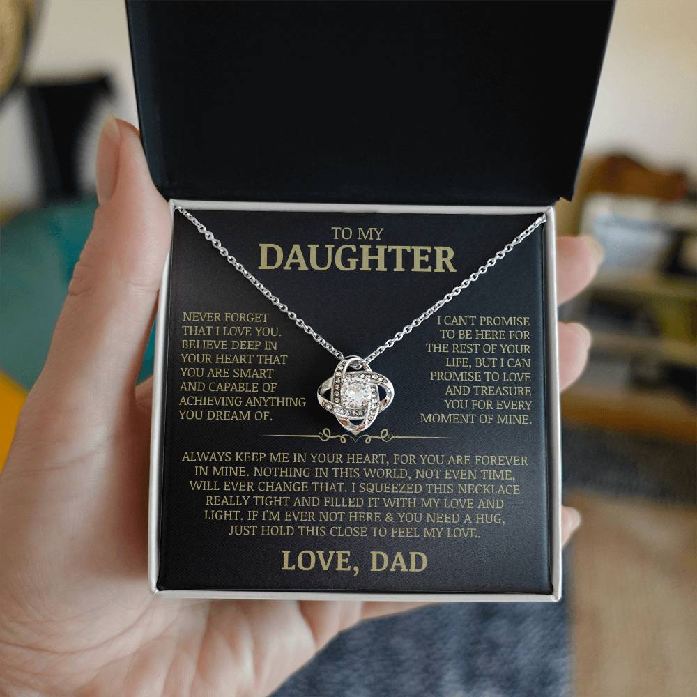 To My Daughter "Never Forget That I Love You" Love Knot Necklace